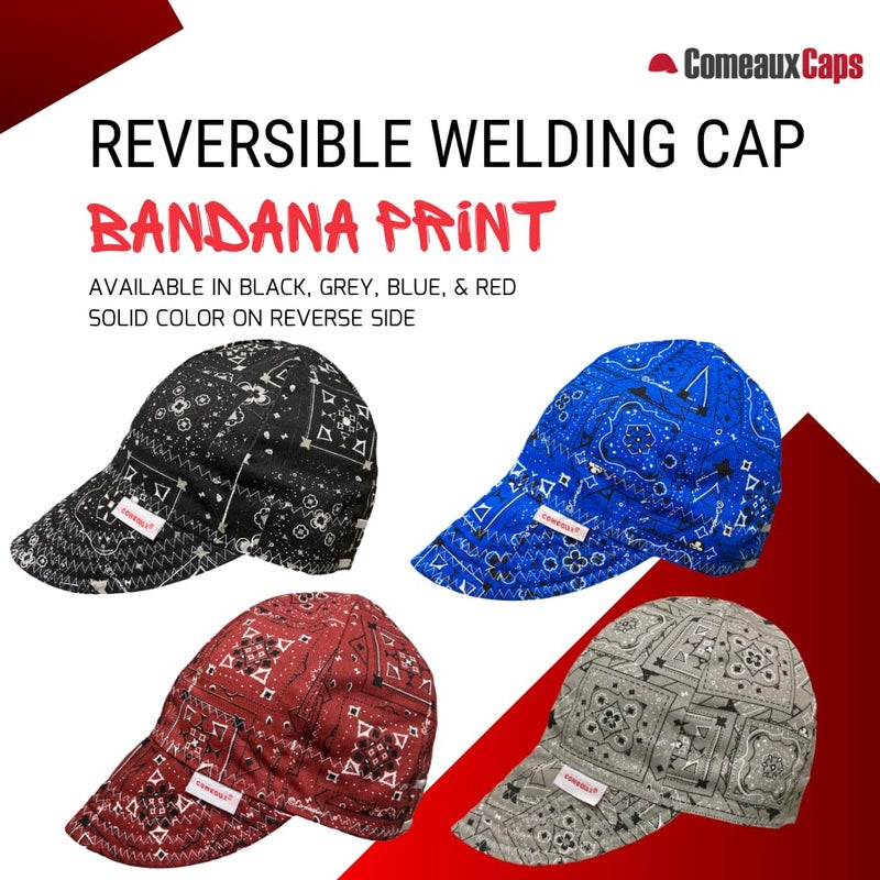 Comeaux Caps Reversible Welding Cap Grey Bandana Size 7 1/2 - Image 3